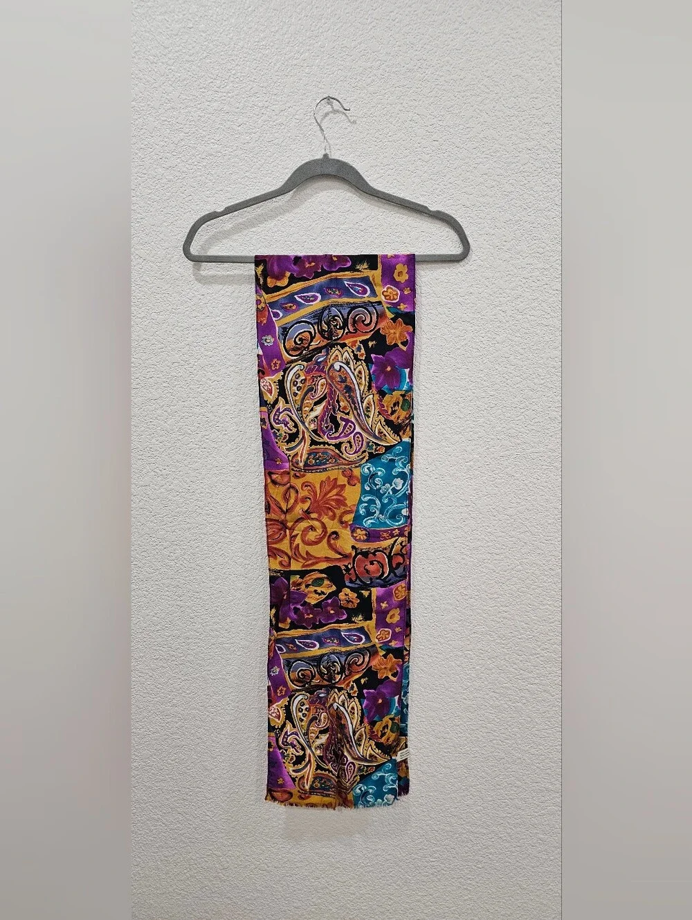 Vibrant Multi-Color Paisley Decorative Scarf - Purple